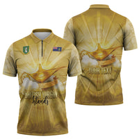 Personalised British Virgin Islands Zipper Polo Shirt Vintage Gold Oil Lamp
