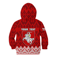 Custom Belarus 1991 Kid Hoodie Belarusian Coat Of Arms Mix Folk Pattern - Wonder Print Shop