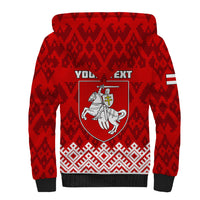 Custom Belarus 1991 Sherpa Hoodie Belarusian Coat Of Arms Mix Folk Pattern - Wonder Print Shop
