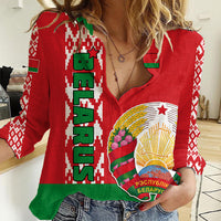 Belarus Women Casual Shirt Belarusian Coat Of Arms Flag Style - Wonder Print Shop