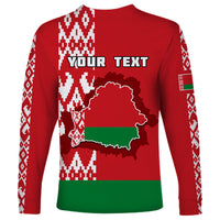 Custom Belarus Long Sleeve Shirt Belarusian Coat Of Arms Flag Style - Wonder Print Shop
