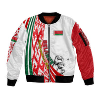 Custom 3 July Belarus Independence Day Sleeve Zip Bomber Jacket Belarusian Flag Style Special Version - Wonder Print Shop