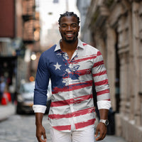 Liberia Flag Long Sleeve Button Shirt Grunge Stylized