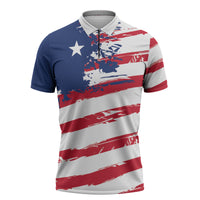 Liberia Flag Zipper Polo Shirt Grunge Stylized
