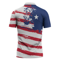 Liberia Flag Zipper Polo Shirt Grunge Stylized