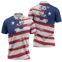 Liberia Flag Zipper Polo Shirt Grunge Stylized