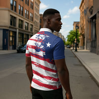 Liberia Flag Zipper Polo Shirt Grunge Stylized
