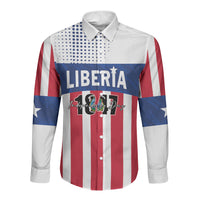 Personalized Liberia 1847 Long Sleeve Button Shirt Happy Independence Day