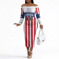 Personalized Liberia 1847 Off The Shoulder Long Sleeve Dress Happy Independence Day