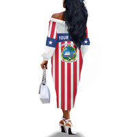 Personalized Liberia 1847 Off The Shoulder Long Sleeve Dress Happy Independence Day