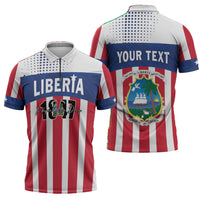 Personalized Liberia 1847 Zipper Polo Shirt Happy Independence Day