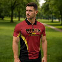 Custom Belgium 2026 World Football Zipper Polo Shirt De Rode Duivels Go Champions