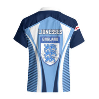England Football Hawaiian Shirt Lionesses Blue Sporty Style - Wonder Print Shop