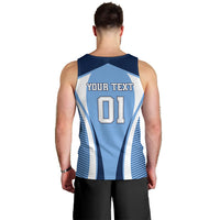 Men's blue football tank top back print 'YOUR TEXT' and number 01
