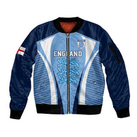 Personalised England Football Sleeve Zip Bomber Jacket Lionesses Blue Sporty Style - Wonder Print Shop