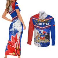 Personalised Chile Couples Matching Short Sleeve Bodycon Dress and Long Sleeve Button Shirts Chilean Bellflower Special Version - Wonder Print Shop