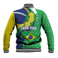 Brazil Sete de Setembro Baseball Jacket Flor De Ip Amarel Leopard Pattern - Wonder Print Shop