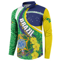 Brazil Sete de Setembro Button Sweatshirt Flor De Ip Amarel Leopard Pattern - Wonder Print Shop