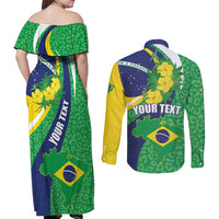 Brazil Sete de Setembro Couples Matching Off Shoulder Maxi Dress and Long Sleeve Button Shirt Flor De Ip Amarel Leopard Pattern - Wonder Print Shop