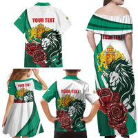 Bulgaria Family Matching Off Shoulder Maxi Dress and Hawaiian Shirt Coat of Arms Lion with Roses - Wonder Print Shop