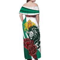Bulgaria Family Matching Off Shoulder Maxi Dress and Hawaiian Shirt Coat of Arms Lion with Roses - Wonder Print Shop