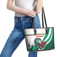 Bulgaria Leather Tote Bag Coat of Arms Lion with Roses - Wonder Print Shop
