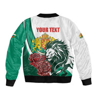 Bulgaria Sleeve Zip Bomber Jacket Coat of Arms Lion with Roses - Wonder Print Shop