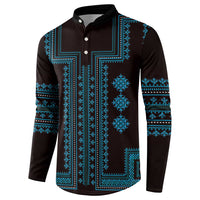 Bulgaria Traditional Pattern Blue Button Sweatshirt Balkan Culture - Wonder Print Shop