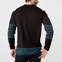 Bulgaria Traditional Pattern Blue Button Sweatshirt Balkan Culture - Wonder Print Shop