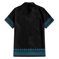 Bulgaria Traditional Pattern Blue Family Matching Puletasi and Hawaiian Shirt Balkan Culture - Wonder Print Shop