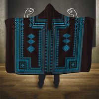Bulgaria Traditional Pattern Blue Hooded Blanket Balkan Culture