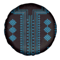 Bulgaria Traditional Pattern Blue Spare Tire Cover Balkan Culture - Wonder Print Shop