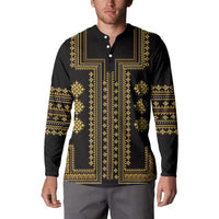Bulgaria Traditional Pattern Gold Button Sweatshirt Balkan Culture - Wonder Print Shop