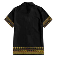 Bulgaria Traditional Pattern Gold Family Matching Off Shoulder Maxi Dress and Hawaiian Shirt Balkan Culture - Wonder Print Shop
