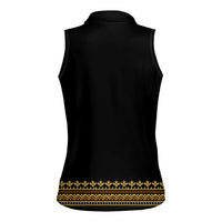 Bulgaria Traditional Pattern Gold Women Sleeveless Polo Shirt Balkan Culture - Wonder Print Shop