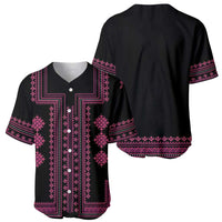Bulgaria Traditional Pattern Pink Baseball Jersey Balkan Culture - Wonder Print Shop