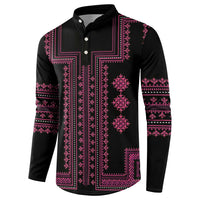 Bulgaria Traditional Pattern Pink Button Sweatshirt Balkan Culture - Wonder Print Shop