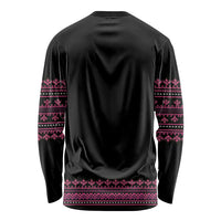Bulgaria Traditional Pattern Pink Long Sleeve Shirt Balkan Culture - Wonder Print Shop