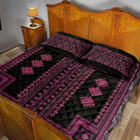 Bulgaria Traditional Pattern Pink Quilt Bed Set Balkan Culture - Wonder Print Shop