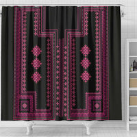 Bulgaria Traditional Pattern Pink Shower Curtain Balkan Culture