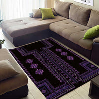 Bulgaria Traditional Pattern Purple Area Rug Balkan Culture - Wonder Print Shop