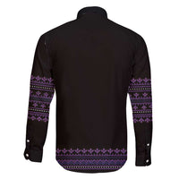 Bulgaria Traditional Pattern Purple Family Matching Mermaid Dress and Hawaiian Shirt Balkan Culture - Wonder Print Shop