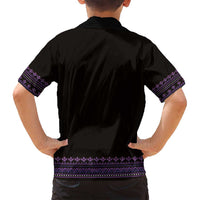 Bulgaria Traditional Pattern Purple Family Matching Summer Maxi Dress and Hawaiian Shirt Balkan Culture - Wonder Print Shop