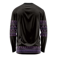 Bulgaria Traditional Pattern Purple Long Sleeve Shirt Balkan Culture - Wonder Print Shop
