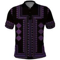 Bulgaria Traditional Pattern Purple Polo Shirt Balkan Culture - Wonder Print Shop