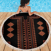 Bulgaria Traditional Pattern Red Beach Blanket Balkan Culture - Wonder Print Shop