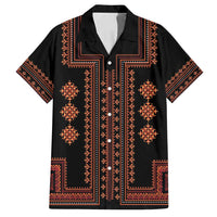 Bulgaria Traditional Pattern Red Family Matching Off Shoulder Maxi Dress and Hawaiian Shirt Balkan Culture - Wonder Print Shop