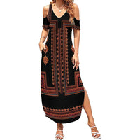 Bulgaria Traditional Pattern Red Family Matching Summer Maxi Dress and Hawaiian Shirt Balkan Culture - Wonder Print Shop