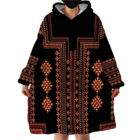 Bulgaria Traditional Pattern Red Wearable Blanket Hoodie Balkan Culture - Wonder Print Shop