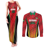 Custom Amazon Warriors Guyana Cricket Couples Matching Tank Maxi Dress and Long Sleeve Button Shirt Ready For Glory Red Version - Wonder Print Shop